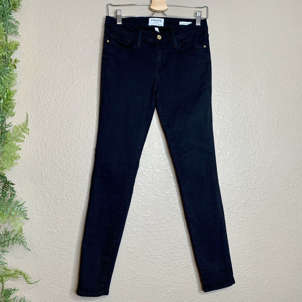Frame Skinny Jeans Black Noir Stretch Denim 28
